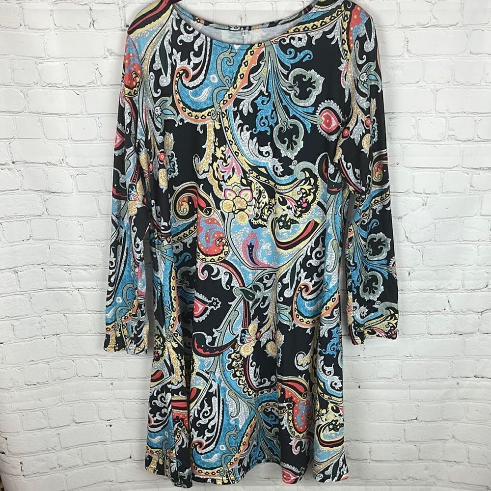 Paisley Long Sleeve Dress Size Large